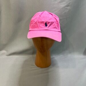 Polo Ralph Lauren Cap Womens One Size Pink Pony Logo Cotton Adjustable Strapback